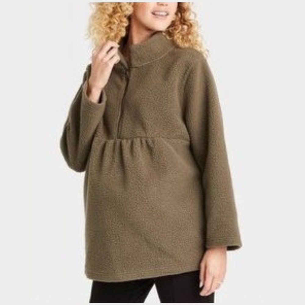Isabel Maternity By Ingrid & Isabel Women's Sherpa Maternity Sweatshirt